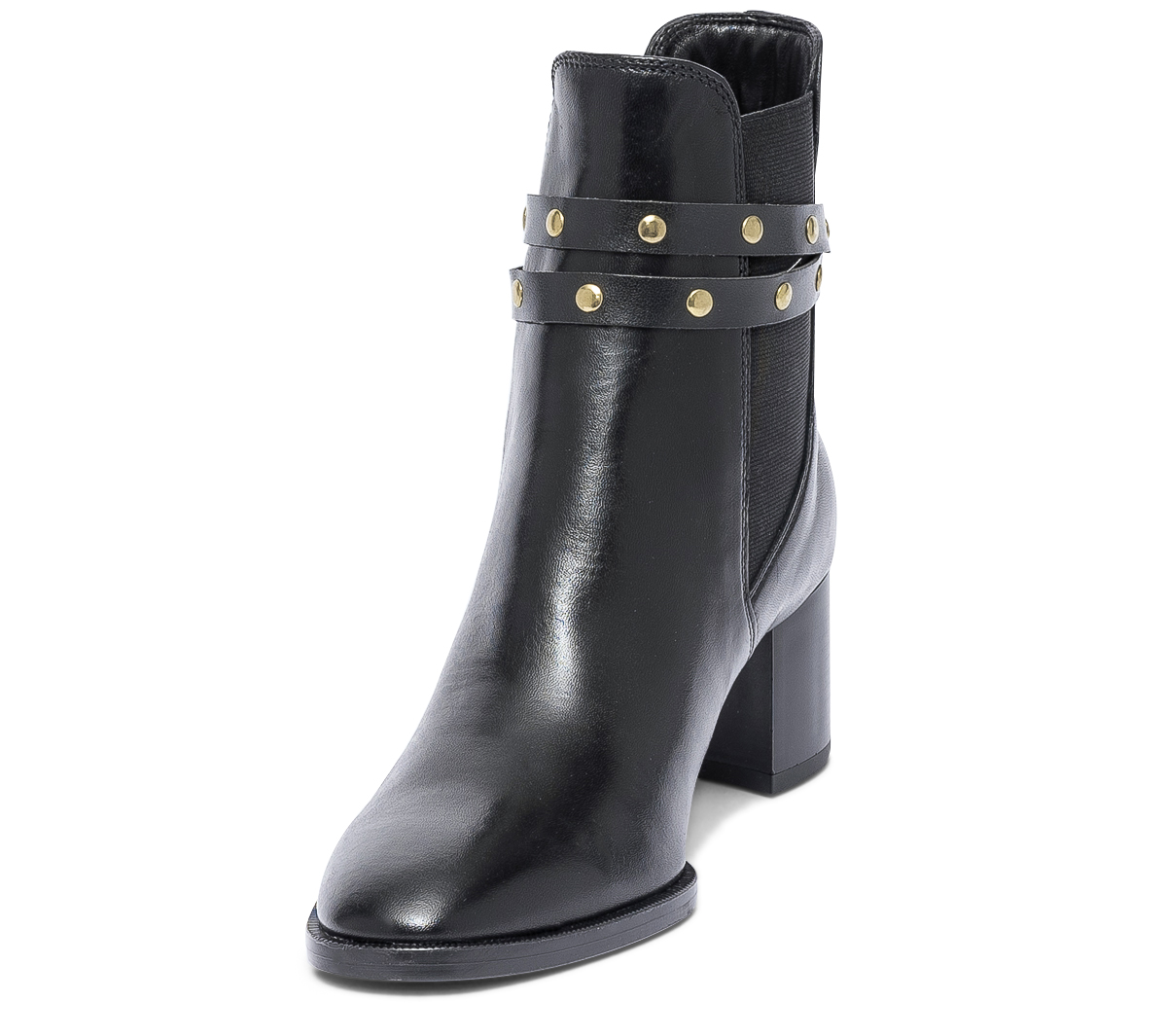 Chelsea boots noir en cuir éco-conçu à brides cloutées