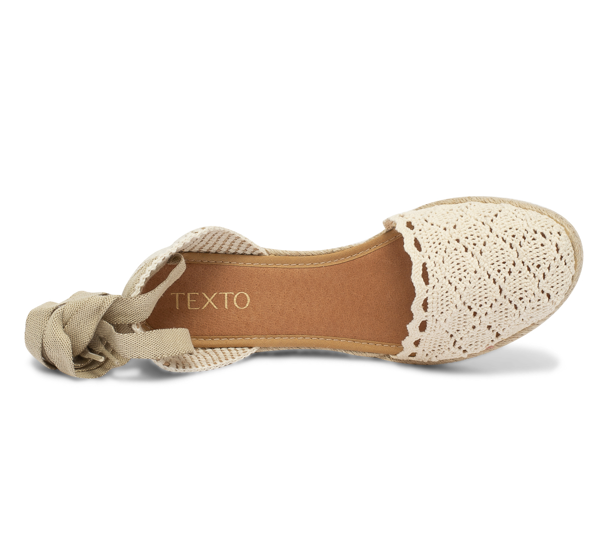 Espadrille compensée écrue façon crochet