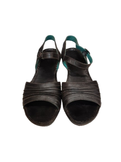 Sandales compensées - cuir chocolat - TBS T38 de seconde main