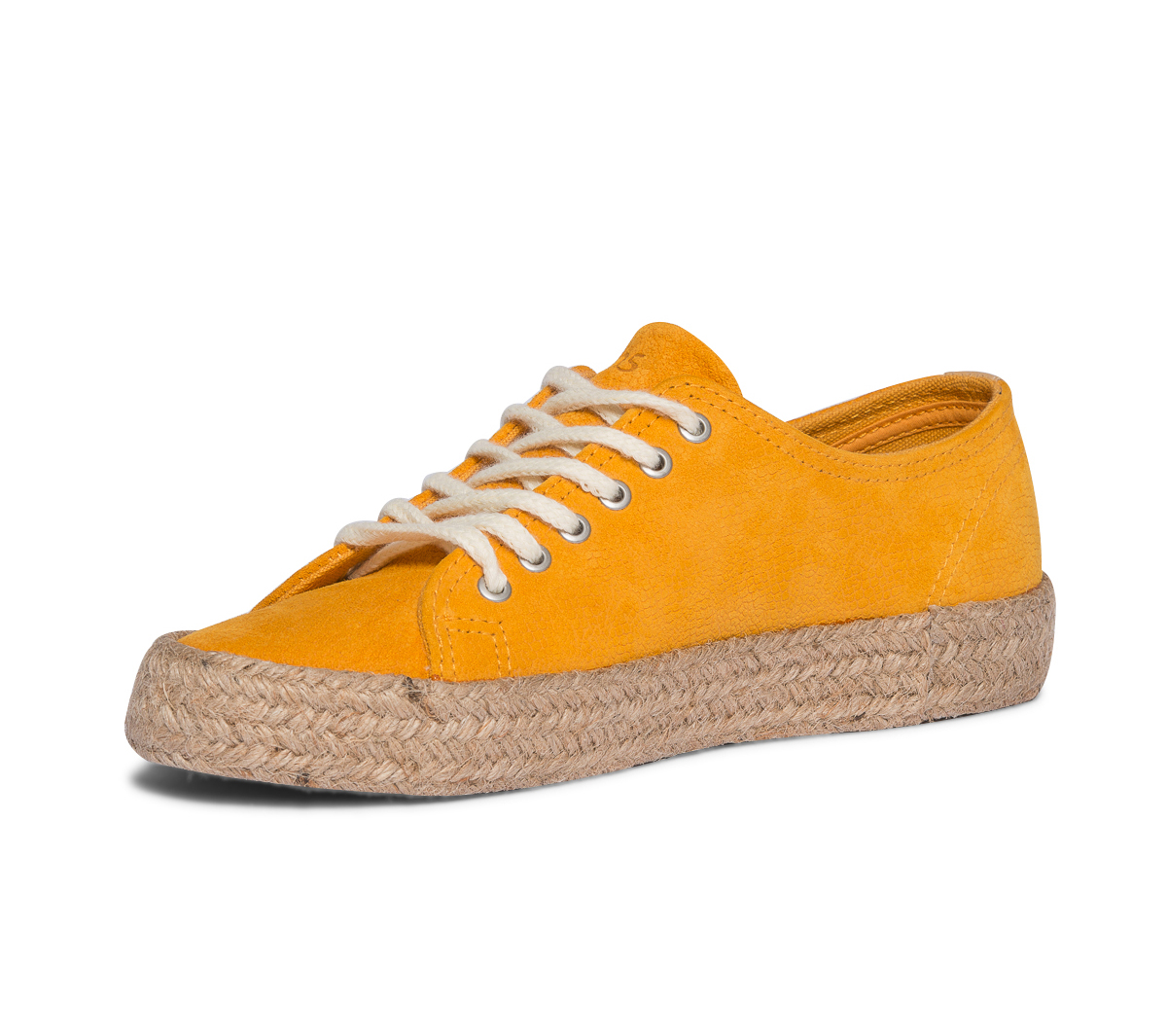 Tennis TBS jaune en cuir velours embossé