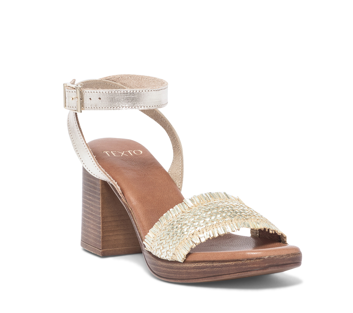 Sandale or en cuir à bride tressée