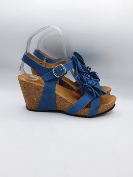 Sandales compensées COCO & ABRICOT bleues de seconde main