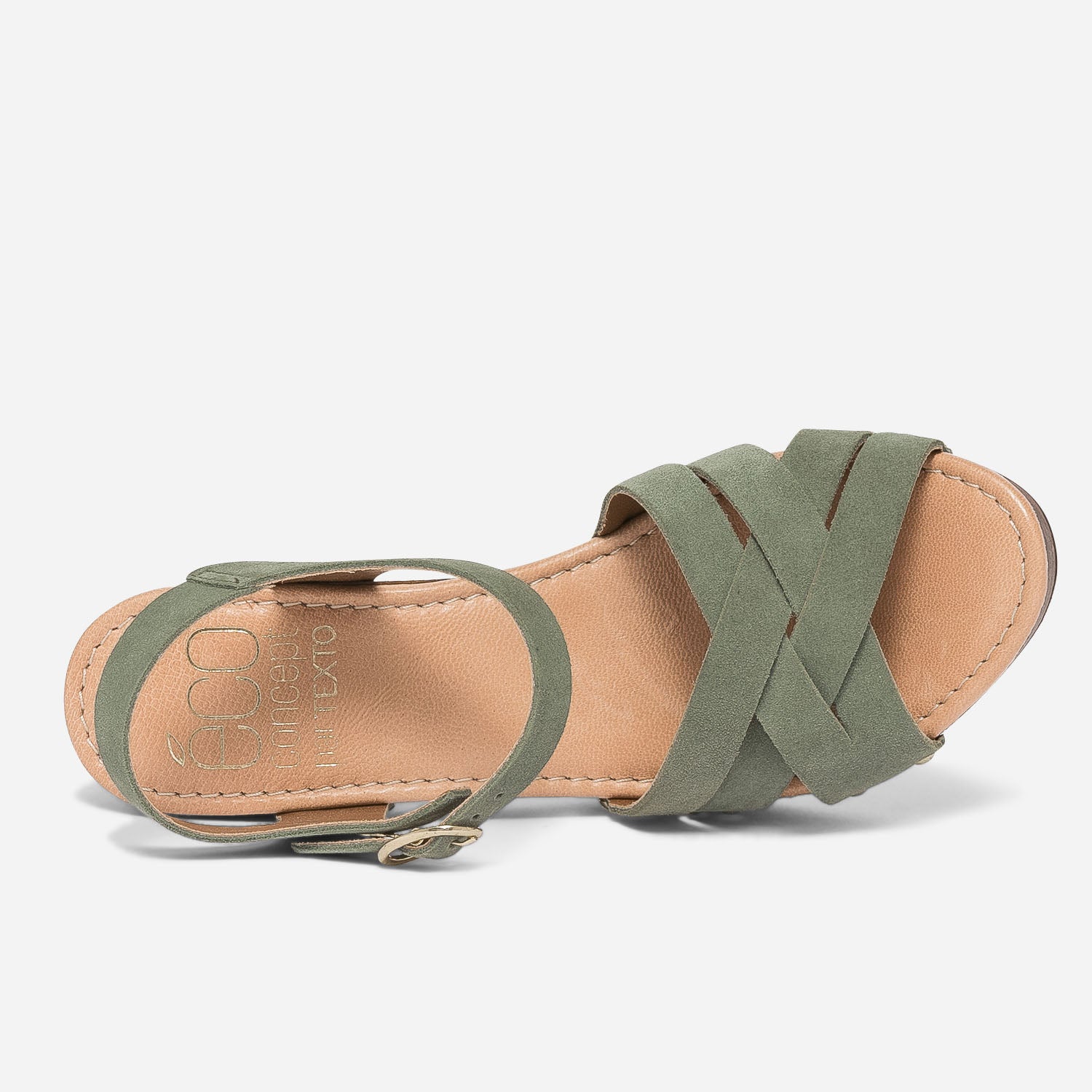 Sandale-sabot TEXTO sauge en cuir velours éco-conçue