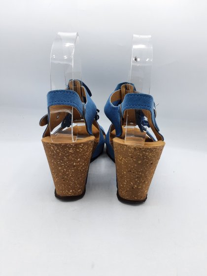 Sandales compensées COCO & ABRICOT bleues de seconde main