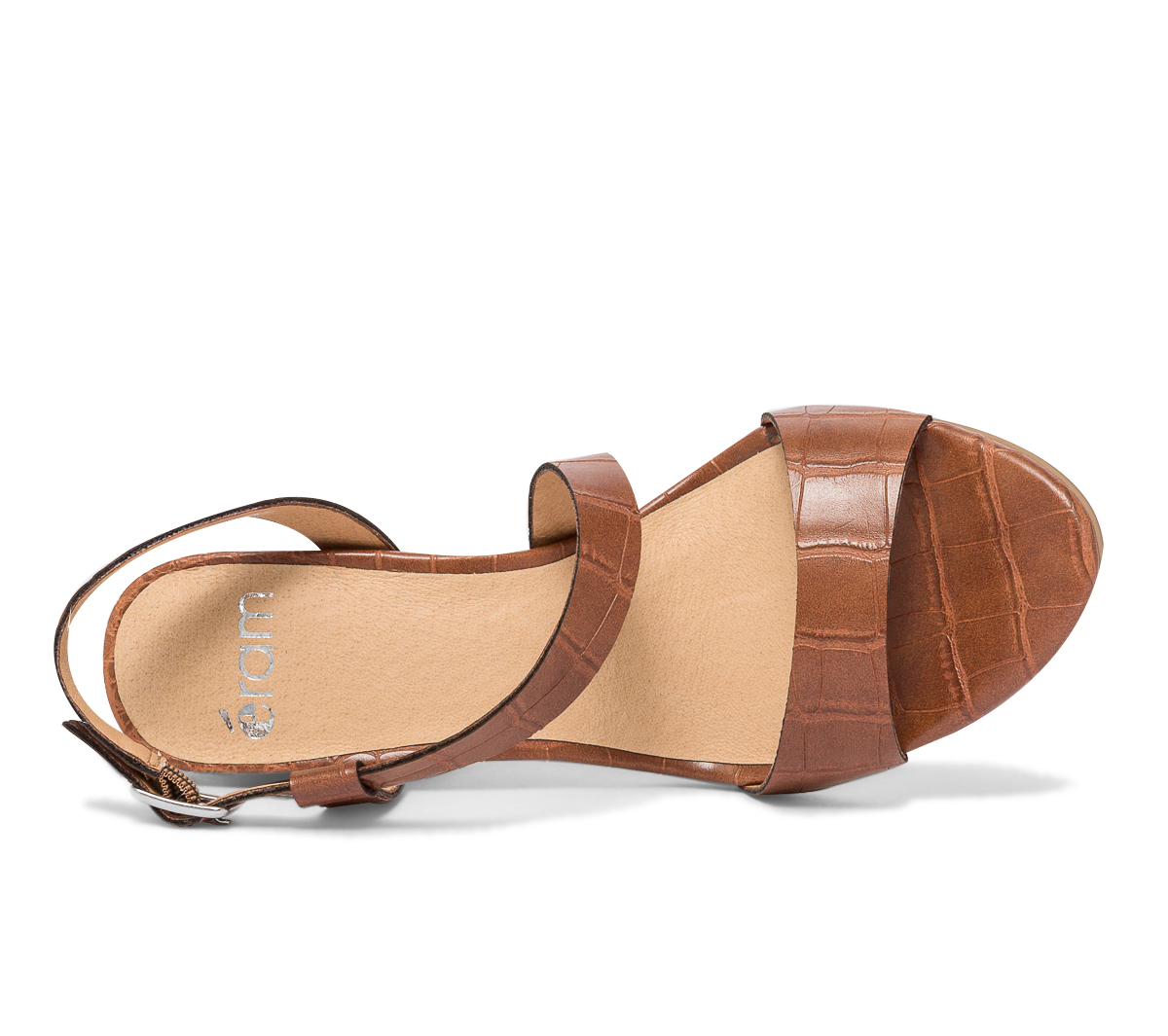 Sandale cognac embossage animalier