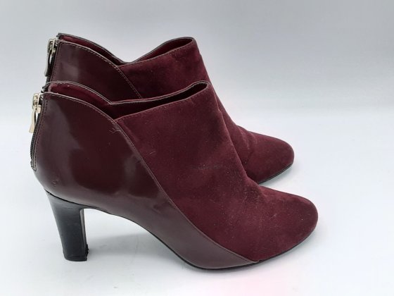Boots à talon bordeaux de seconde main