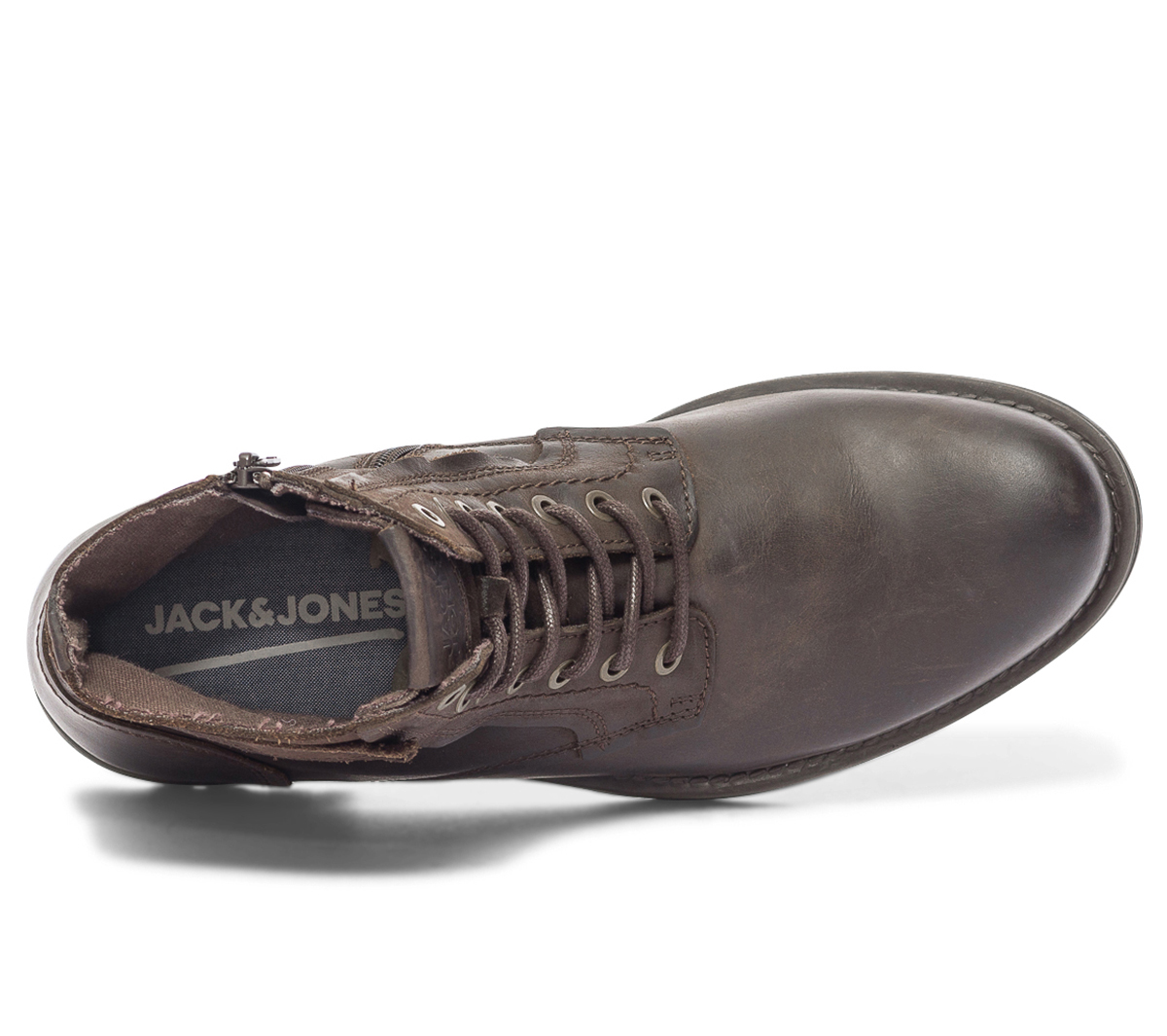 Boots JACK & JONES marron foncé en cuir