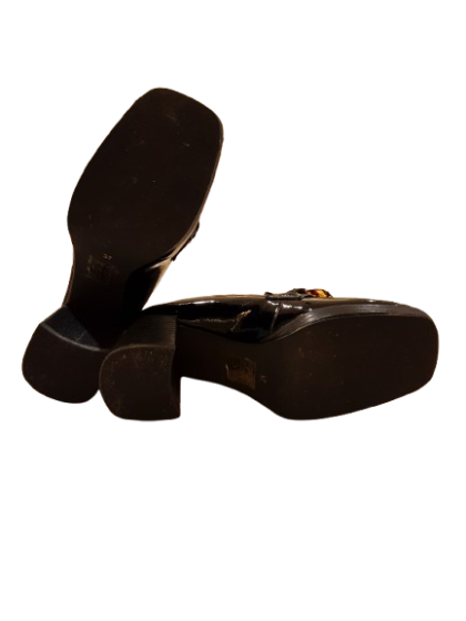 Mocassin à talon noir vernis ERAM  de seconde main