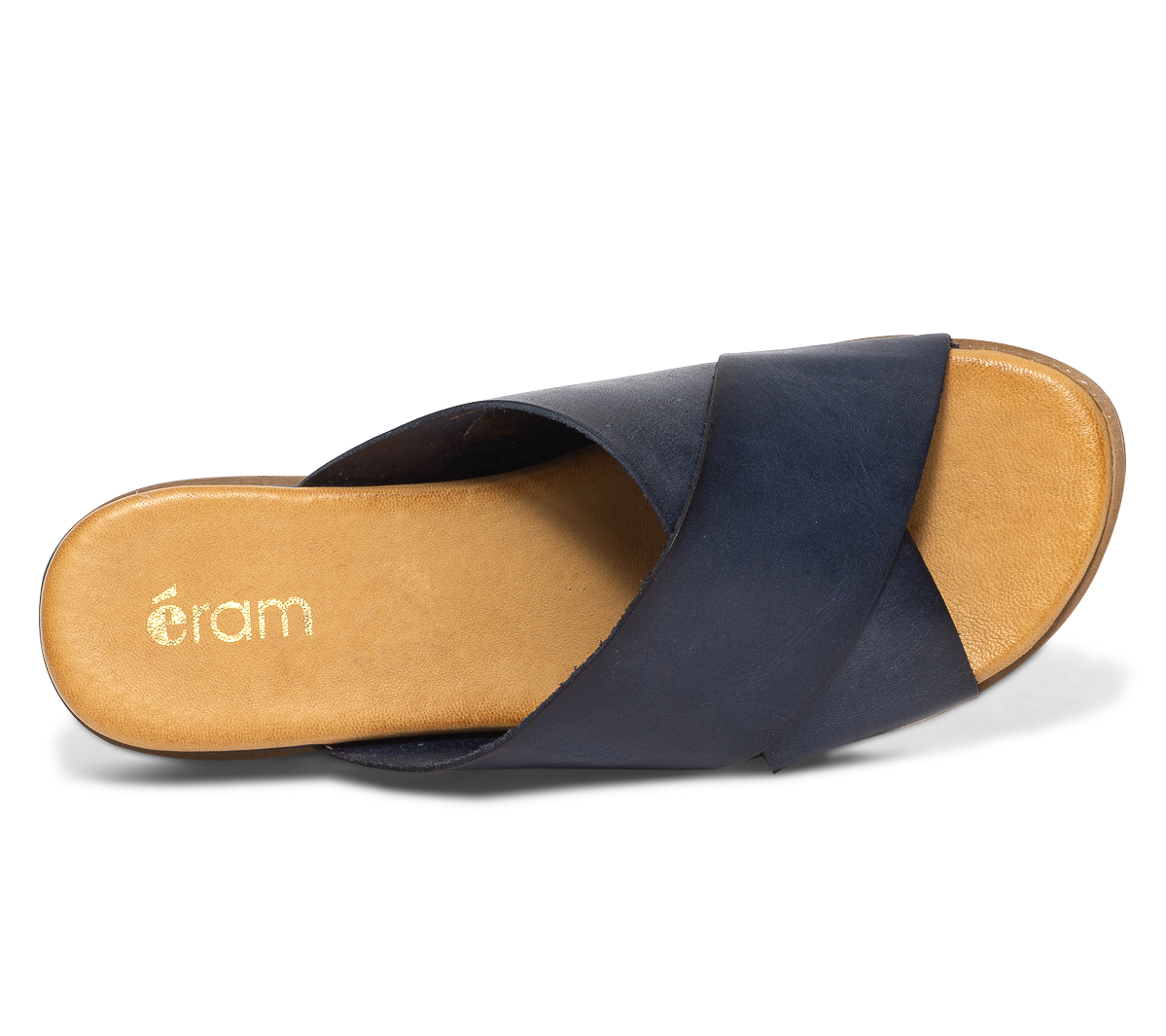 Mule bleu marine en cuir