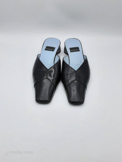 Mules à talons graphiques noires cuir MARCO MOREO T38 de seconde main