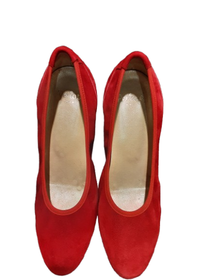 Escarpin en cuir velours rouge