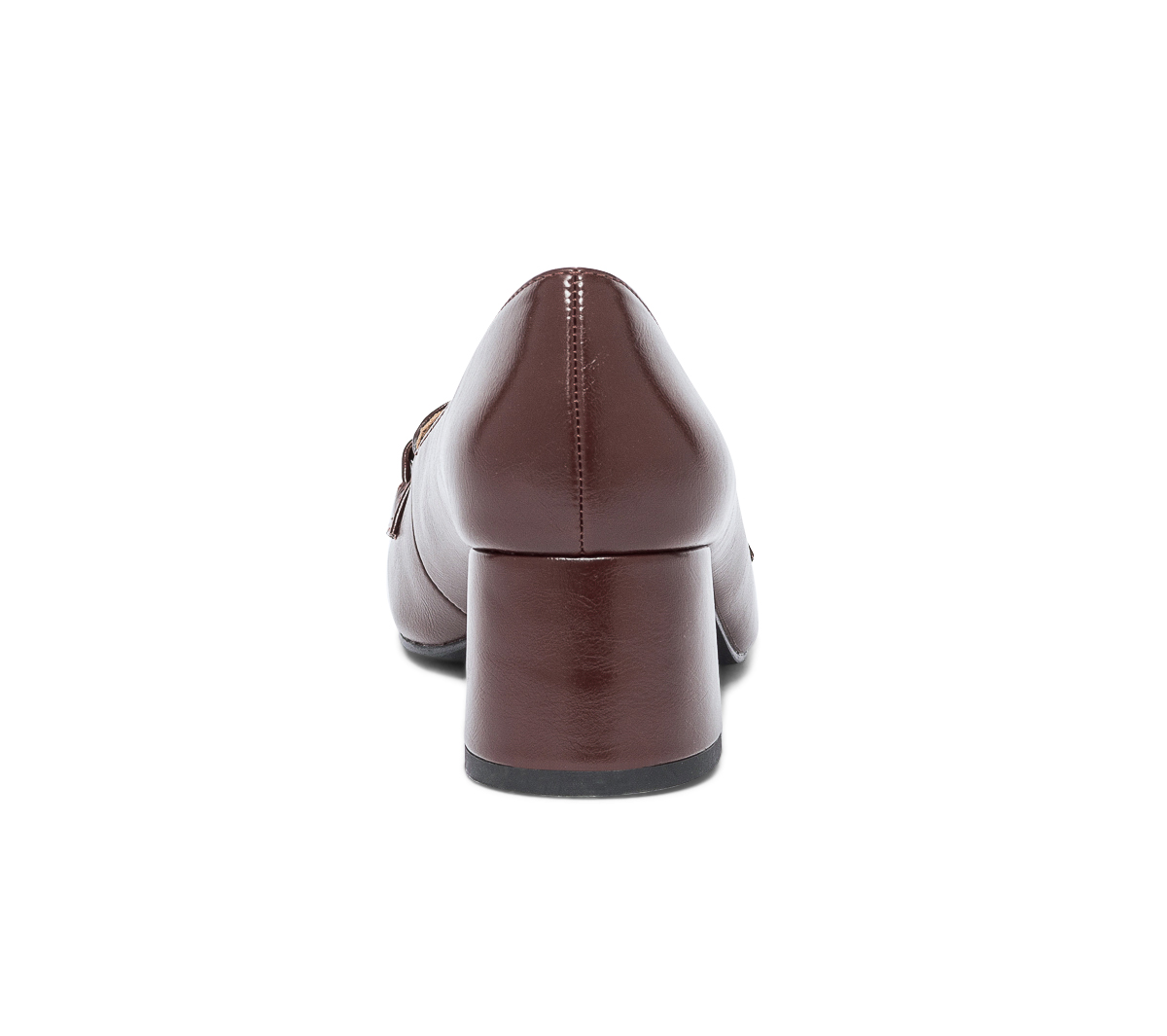Escarpin cognac à talon et chaîne-bijou