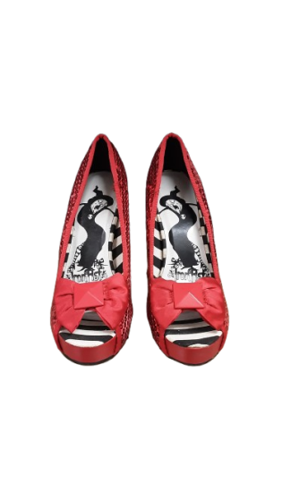 Escarpin ouvert rouge à sequins pointure 38