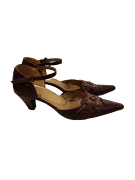 Escarpin pointu en cuir marron - BINOME T38 de seconde main