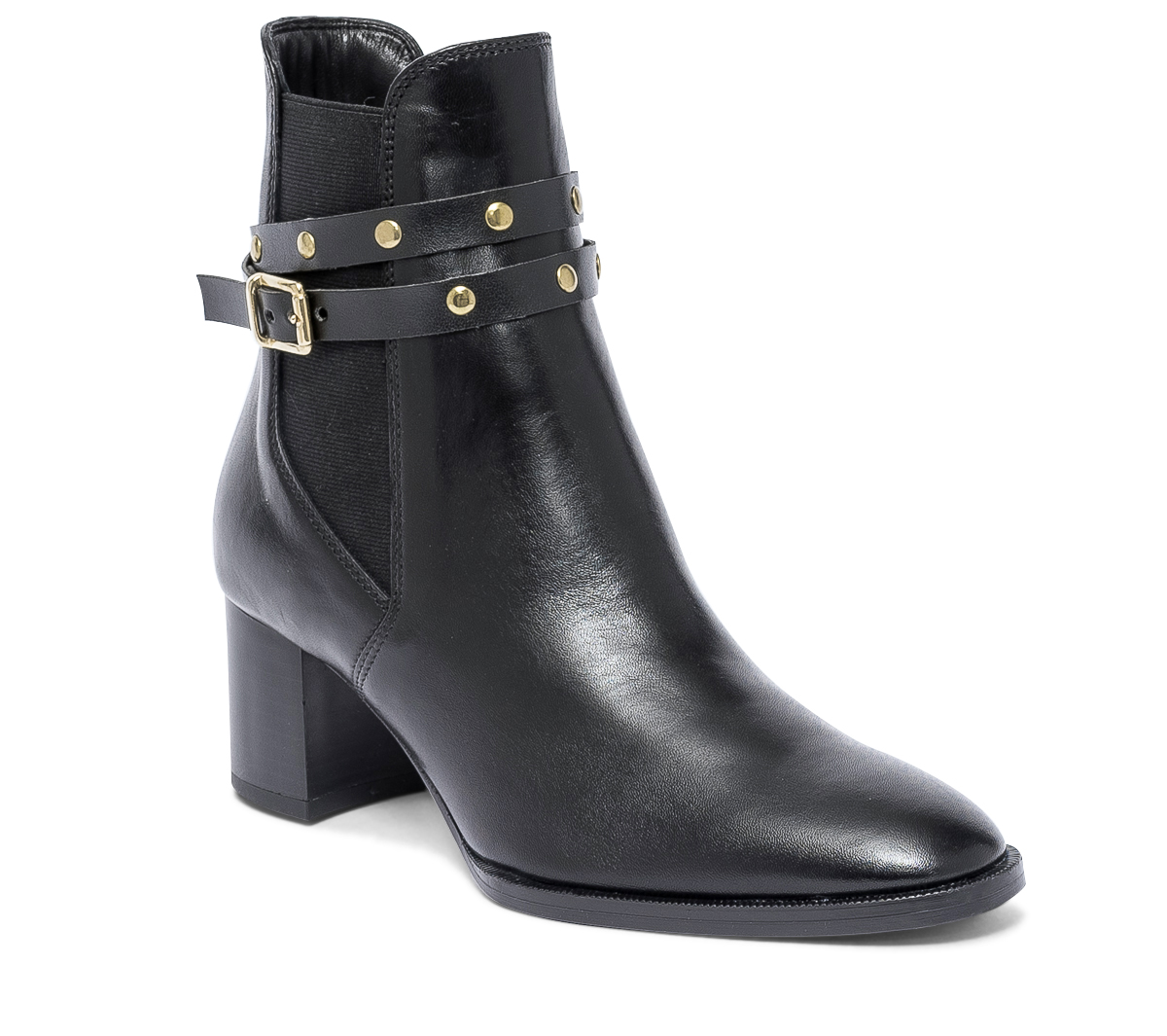 Chelsea boots noir en cuir éco-conçu à brides cloutées