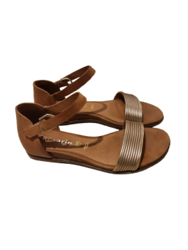 Sandales en cuir camel et rose gold - TAMARIS t38 de seconde main