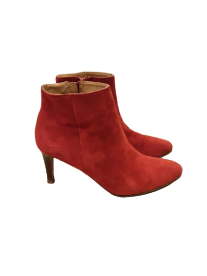 Bottine talon cuir velours rouge MINELLI T.39 de seconde main