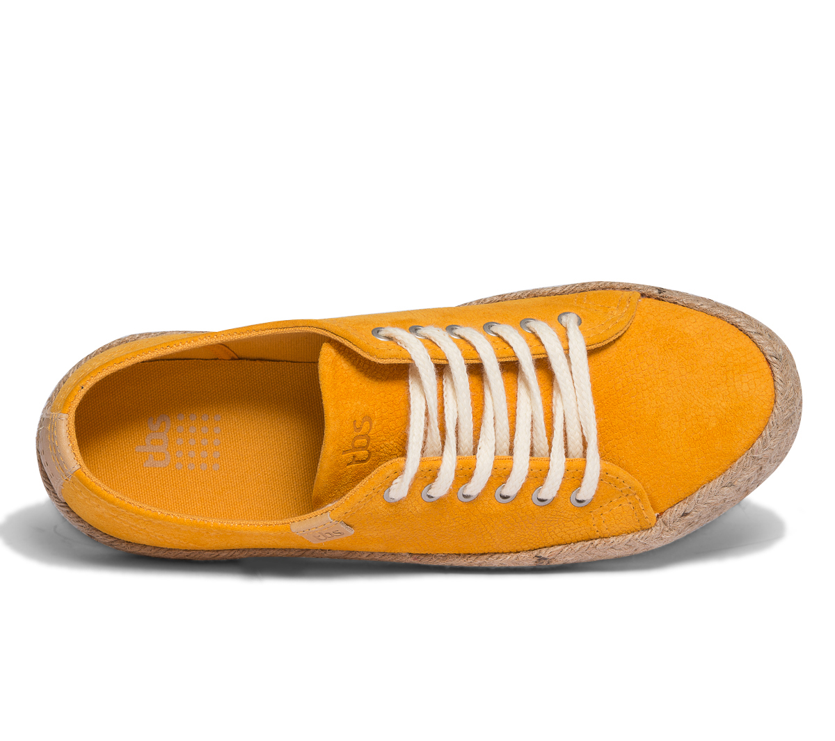 Tennis TBS jaune en cuir velours embossé