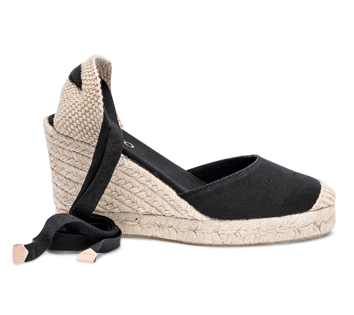 Espadrille compensée noire en toile