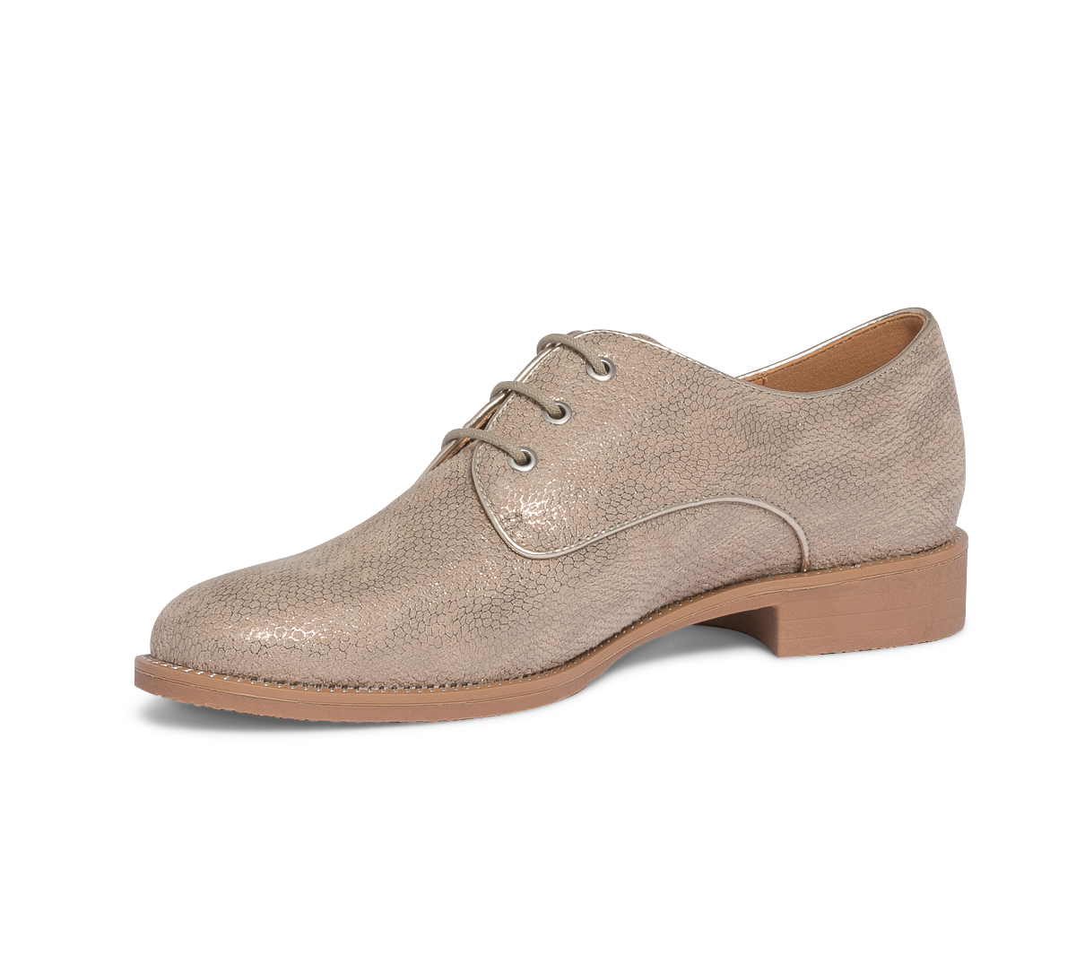 Derby beige suédé effet python