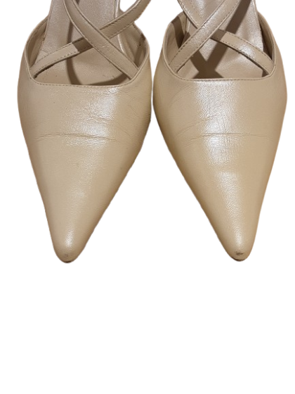 Sling-back blanc cassé (mariage) en cuir - CARLA BRUNI T39 de seconde