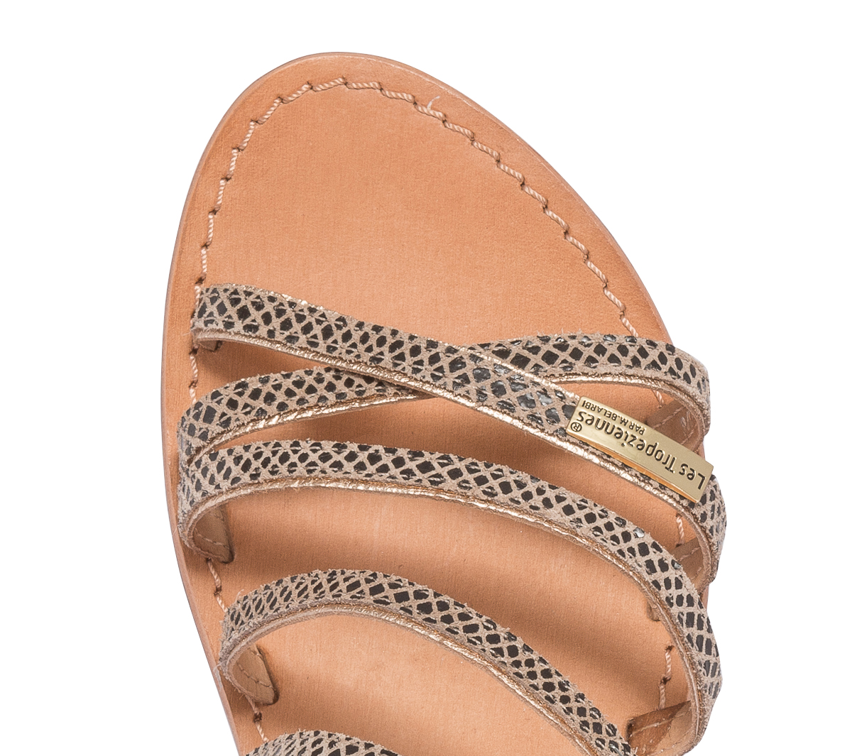 Sandale LES TROPEZIENNES or en cuir imprimé python