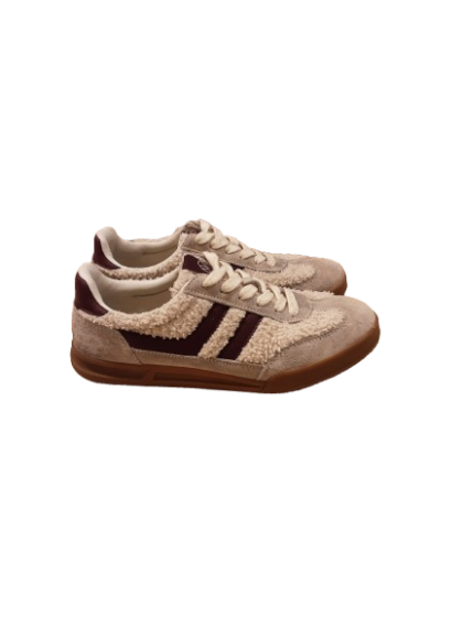 Baskets texto beige bordeaux de seconde main