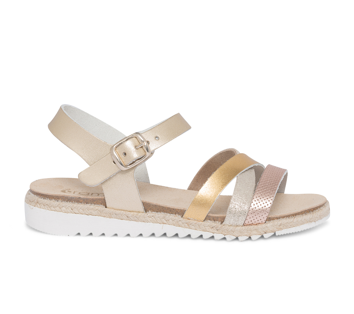 Sandale dorée et cuivrée en cuir