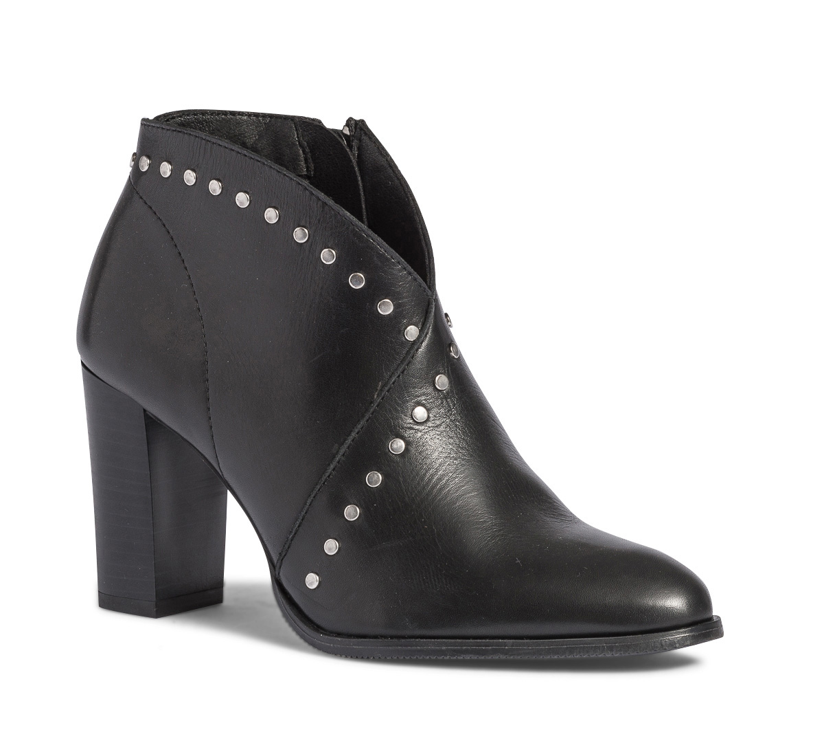 Low boots TEXTO noir en cuir à clous