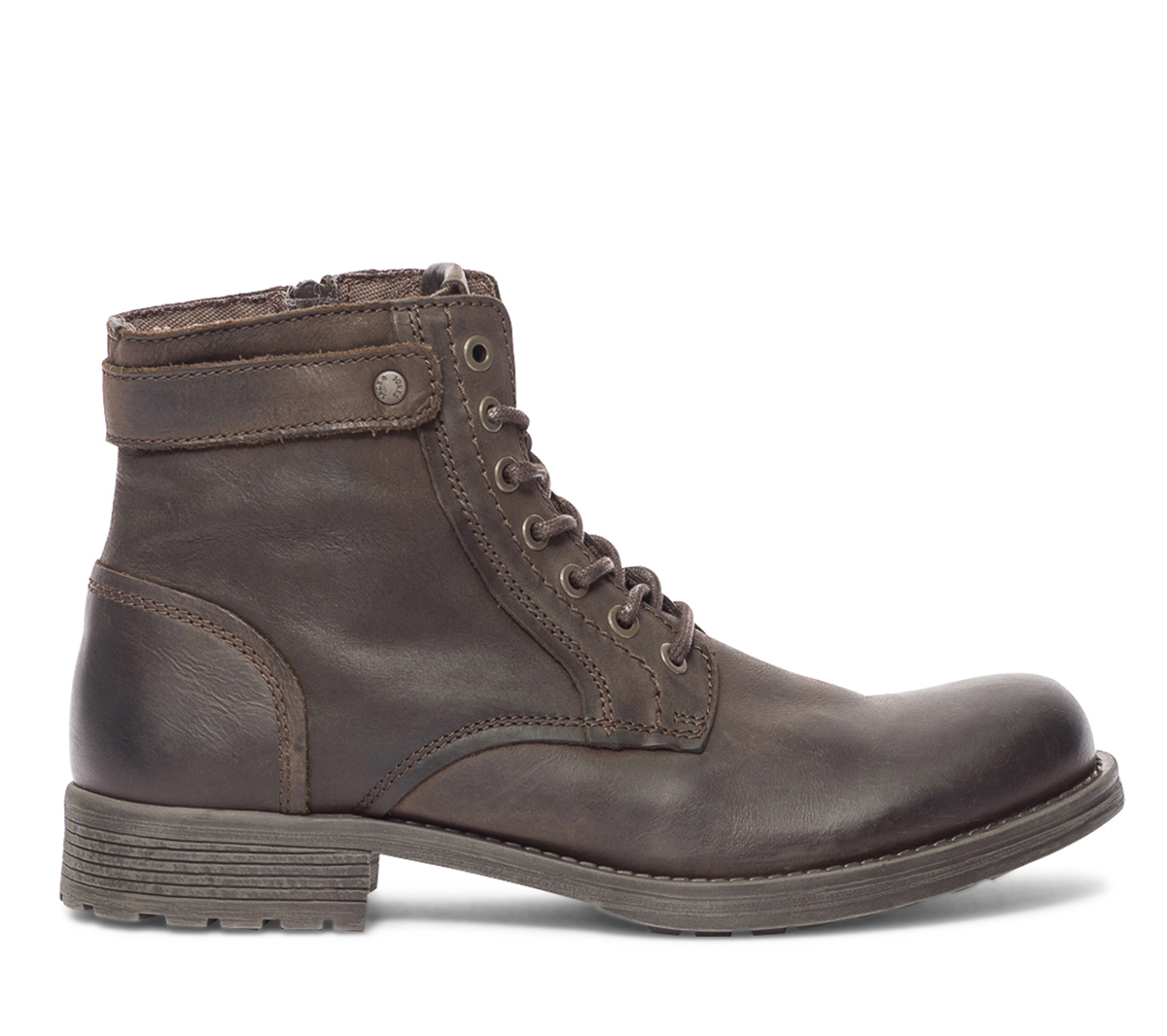 Boots JACK & JONES marron foncé en cuir