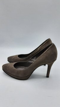 BALLERINE A TALON CUIR VELOURS GRISE DONNA PIU DE SECONDE MAIN