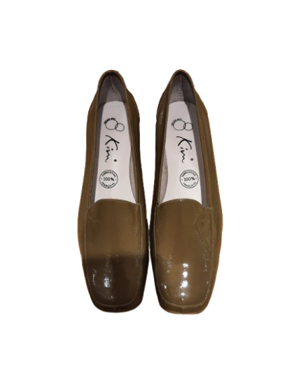 Mocassins petit talon cuir vernis taupe KIM de seconde main