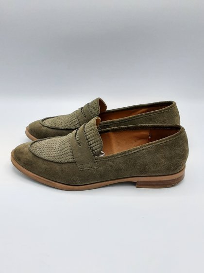 Mocassins vert cuir velours ERAM FLEX T39 de seconde main