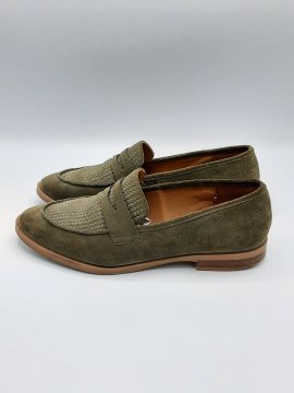 Mocassins vert cuir velours ERAM FLEX T39 de seconde main