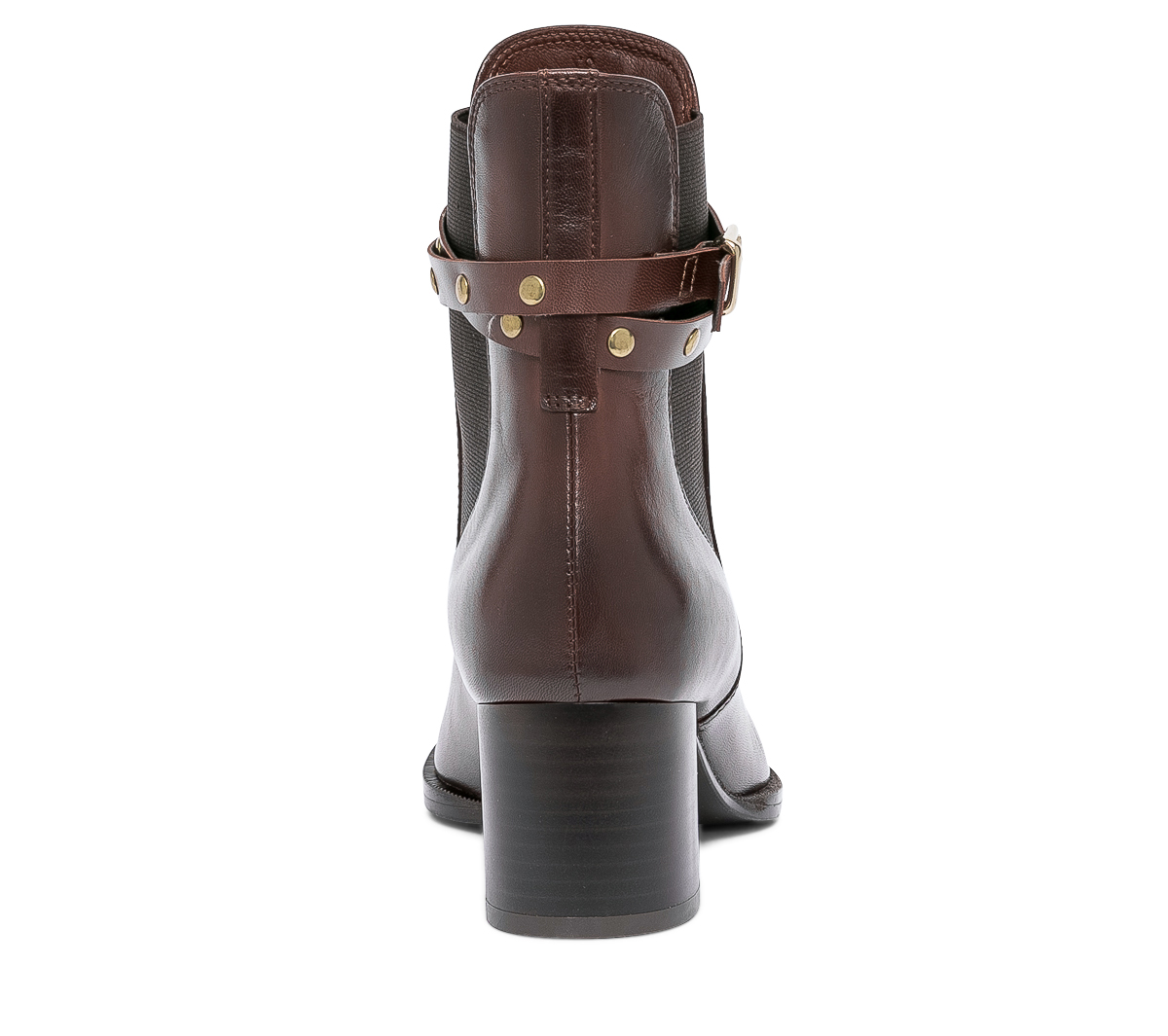 Chelsea boots cognac en cuir éco-conçu à brides cloutées