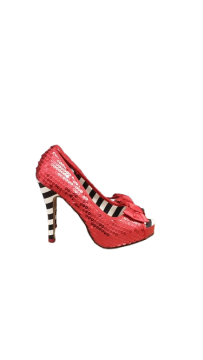 Escarpin ouvert rouge à sequins pointure 38