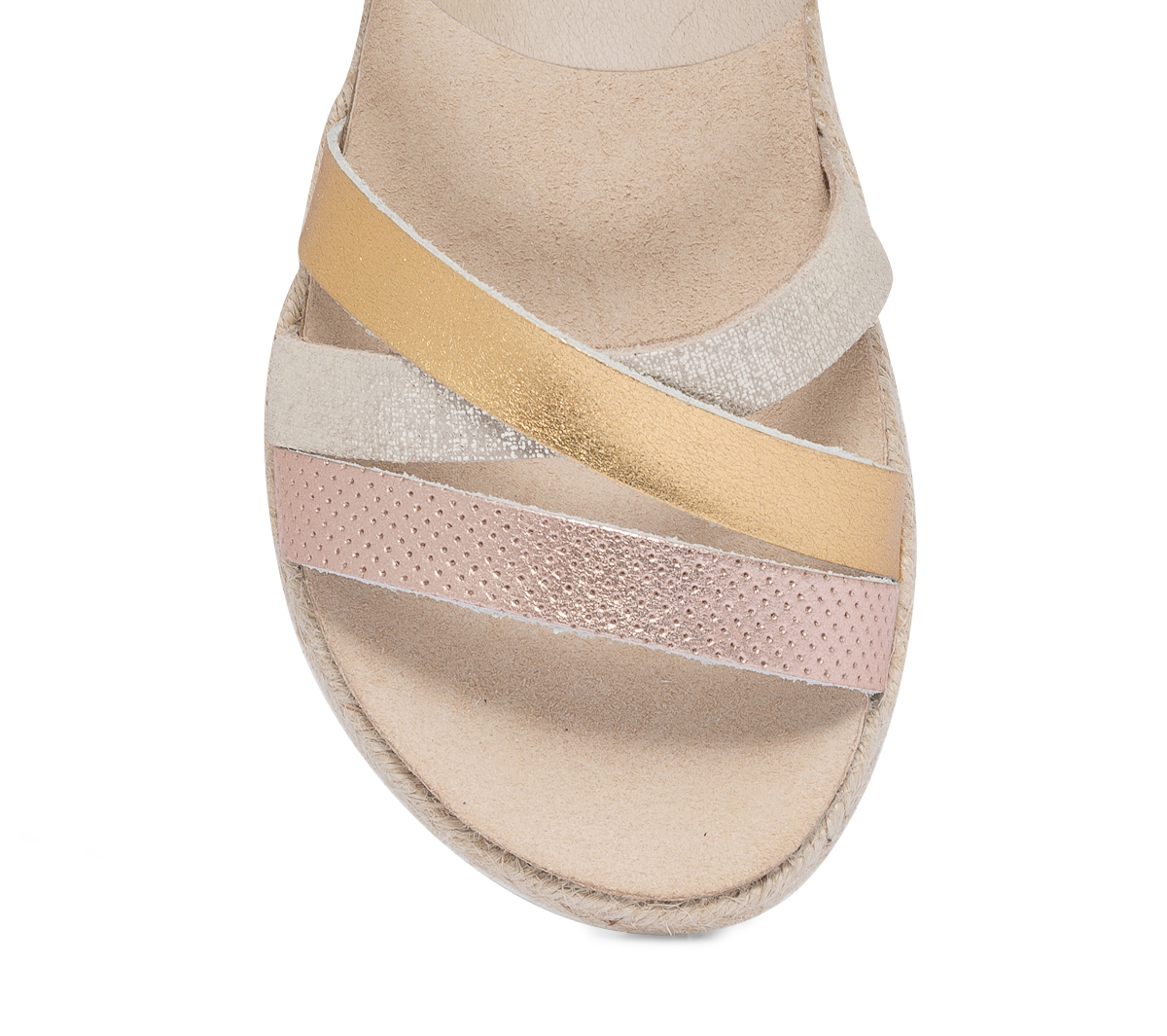 Sandale dorée et cuivrée en cuir