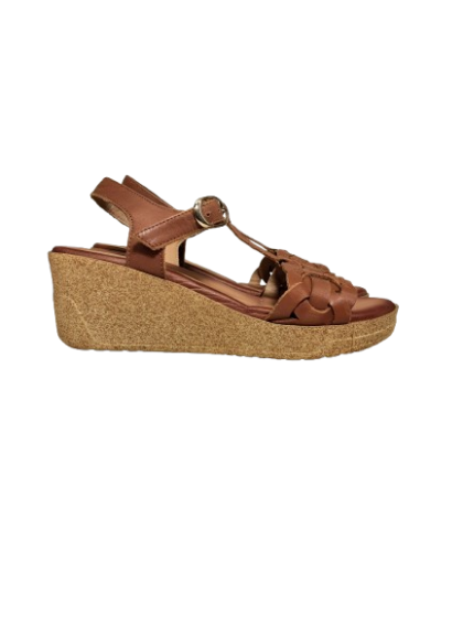 SANDALES SALOME COMPENSEES MARRON T.37 DE SECONDEMAIN