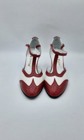 Escarpin Magic Feet rouge et blanc de seconde main