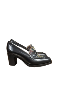 Mocassin à talon en cuir